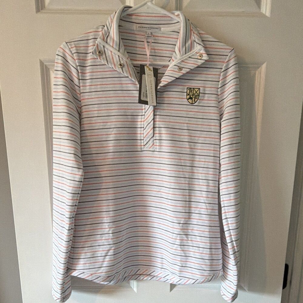 Fairway & Greene Long Sleeve Golf Polo Shirt Striped Collared Women's Size S